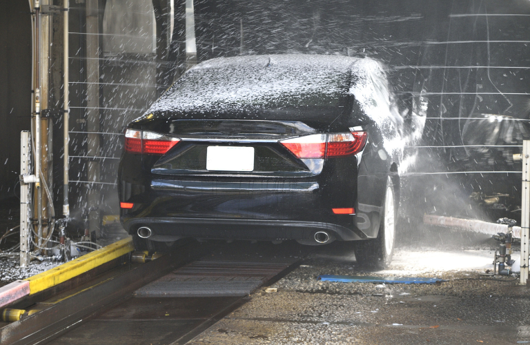 Car washing at a service station